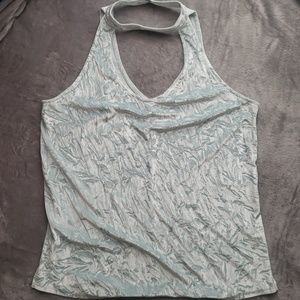 Ice Blue Velvet Sleevless Shirt